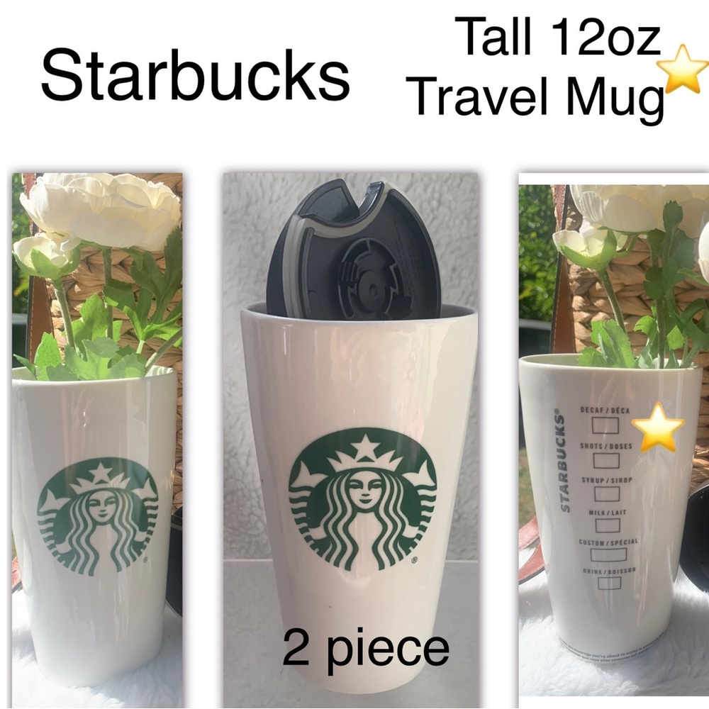 ⭐️ TRAVEl 🧳 Starbucks TALL mug & Lid, 2 sided